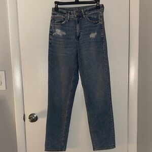 American Eagle Outfitters Distressed Blue Straight Leg Jeans